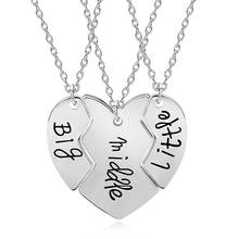 3 Pieces / Set Of Best Friends Broken Heart Necklace For Women Big And Medium Sisters Stitching Peach Heart Pendant Necklaces 2024 - buy cheap