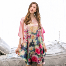 2022 New 100% Silk Robe Sleepshirt Female Silk Sleepwear for Women Free Size Nightgowns Ladies 16m/m Real Silk Sleeping Robe 2024 - buy cheap