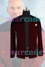 Estrela picard cosplay traje trek preto vermelho veludo jaqueta distintivo para adultos homens halloween carnaval trajes 2024 - compre barato