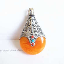 TBP321 Tibetan Pendanst Capped Simulated Resin Big Vintage Water Drop Charms 2024 - buy cheap