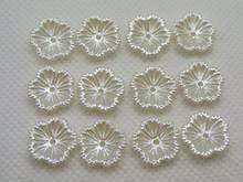 400 Ivory Acrylic Pearl Flower Bead Cap Beads 12mm Sewing Bow Center 2024 - buy cheap