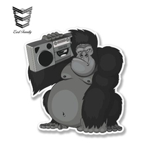 EARLFAMILY 13cm x 13cm Gorilla Stereo DJ Music Vinyl Sticker Cute Animal Decal Cartoon Animal Car Styling Waterproof Accessories 2024 - buy cheap
