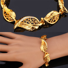 Novo Item de Cor Amarelo Ouro Bonito Pulseiras & Bangles Pulseiras Claras Folhas Para Meninas Bijuterias Atacado MGC H5186 2024 - compre barato