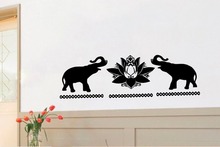 Free Shipping Animal Vinyl Wall Decal Lotus Flower with Elephants Yoga Studio Meditation Wall Sticker Home Decoration 2024 - buy cheap