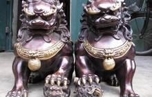 Talismán Fu Foo Dogs, puerta de par León, bronce rojo, cobre, Chino 2024 - compra barato