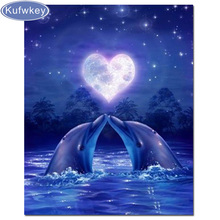 5D DIY Алмазная вышивка дельфины сердце полный квадратный/круглый алмаз вышитое домашнее украшение Мозаика картина из страз 2024 - купить недорого