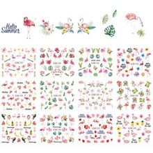 12 styles Flamingo Nail Sticker Animal Series Water Decal Flower Plant Pattern Manicure Sticker Nail Art Decoration BN1297-1308 2024 - buy cheap