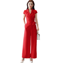 Summer Jumpsuits Female 2018NEW Fashion Chiffon Wide Leg Pants Suit Female High Waist Slim Sexy Elegant Jumpsuit Plus Size AA238 2024 - buy cheap