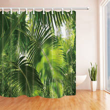 Занавеска для душа тропическая «пальма в лесу», водонепроницаемая штора из полиэстера, с крючками, домашний декор 2024 - купить недорого