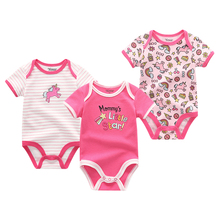 Newest 3PCS/LOT Baby Rompers Baby Girls Clothes Short Sleeve O-Neck 0-12M Novel Newborn Baby Boys Clothes Roupas de bebe 2024 - buy cheap