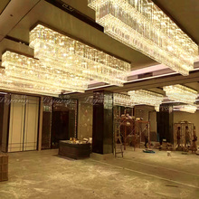 Custom rectangular crystal lamp hotel lobby light villa living room ceiling lamp project clubhouse hotel sales department lamp 2024 - buy cheap