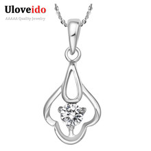 New Vintage Zircon Silver Water Drop Necklace Rhinestone Women's Crystal Pendant Necklaces Pendentif Cristal Jewelry Womens N371 2024 - buy cheap