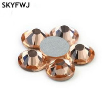 Light Peach Color ss3-ss34 Round Flat Back Nail Art 3D Glass Crystals Glue On Non Hotfix Rhinestones 2024 - buy cheap