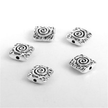 DoreenBeads Zinc Based Alloy Spacer Beads Square silver color Spiral Style 10mm x 10mm( 3/8"), Hole: Approx 1.4mm, 10 PCs 2024 - buy cheap