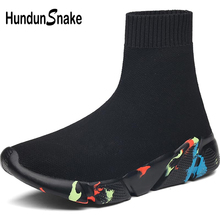 Hundunsnake Big Size Women's Running Shoes Men Socks Sneakers For Women Sports Shoes Lady High Top Chaussure Femme Black B-037 2024 - buy cheap