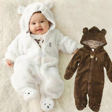 Autumn Winter  Baby Rompers Bear style baby coral fleece  brand  Hoodies Jumpsuit baby girls boys romper newborn toddle clothing 2024 - buy cheap