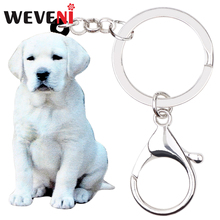 WEVENI-llaveros de Labrador acrílico para mujer y niña, llaveros de perro, joyería de animales bonitos, colgante de bolso de las mascotas, dijes de coche, novedad 2024 - compra barato