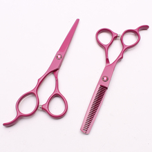 C8001 6" Japan Steel Customized Logo Pink Professional Human Hair Scissors Cutting Shears Thinning Scissors Left-Hand Style Tool 2024 - buy cheap