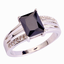 AAA CZ  Unisex Jewelry Black Zircon Plated Silver Ring Size 6 7 8 9 10 11 12 Free Shipping Wholesale 2024 - buy cheap