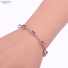 ROLILASON Charming Style Popular Rose pink Crystal Silver Bracelets Health Nickel Lead Free Fashion jewelry TBS963 2024 - buy cheap