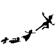 17.1cm*10cm Peter Pan & Gang Flying Fashion Car-Styling Stickers Decals Black/Silver S3-6584 2024 - buy cheap