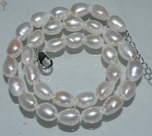 Colar de joias feminino para casamento, gargantilha redonda com pérola oval branca brilhante de 10mm e pérola de água doce natural 2024 - compre barato
