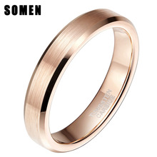 Somen 4mm Rose Gold 100% Tungsten Carbide Ring For Women Brushed Wedding Band Engagement Rings Jewelry Never Fade Femme Anel 2024 - buy cheap