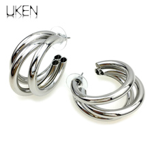 UKEN-pendientes de tubo de Metal de 3 capas para mujer, aretes con tuerca, estilo geométrico, Punk, de aleación, accesorios de joyería 2024 - compra barato