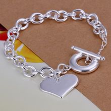 fine summer style silver plated bracelet 925-sterling-silver jewelry bijouterie heart chain bracelets for women men SB285 2024 - buy cheap