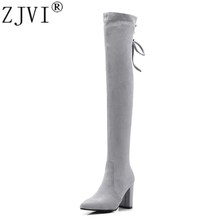 Zjvi mulheres sobre o joelho botas das mulheres coxa alta botas 2021 mulher apontou toe botas quadrado salto alto senhoras outono inverno sapatos 2024 - compre barato