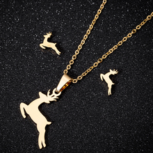 Dainty Running Deer Necklace Pendant Stainless Steel Deer Cheap Jewelry Sets for Women Animal Earrings New Year Gift 2024 - buy cheap