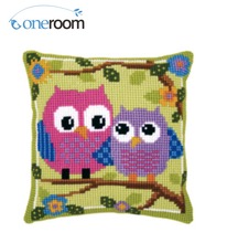 CX0052 Two Owls Acrylic Yarn Embroidery Pillow Tapestry Cushion Front Cross Stitch Pillowcase DIY needlework 2024 - buy cheap