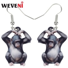 WEVENI Acrylic Cartoon Lovely Gorilla Orang Earrings New Long Dangle Drop Africa Tropic Jungle Animal Jewelry For Women Girls 2024 - buy cheap