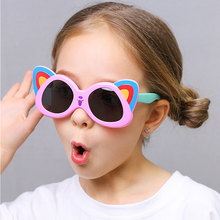 Olho de gato Óculos De Sol Polarizados Crianças Meninas Menino Crianças Eyegalsses Óculos Óculos de Sol Do Bebê De Vidro 2019 New Soft Flexível Con Ninos UV400 2024 - compre barato