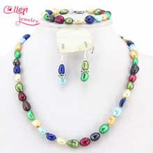 Multicolor 8-9mm Nature Freshwater Pearl Beads Jewelry Set Fashion Party Wedding Bridal Jewelry Set    W7695 2024 - buy cheap