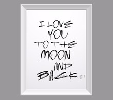 Póster con frase I love you to the moon and back para pared, imágenes estampadas, decoración para hogar sin marco, pegatina decorativa de pared, regalos 2024 - compra barato