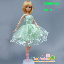 1 Pcs green Tutu Ballerina Skirt  For Barbie Doll short Mini dress small Gift for baby girl 2024 - buy cheap