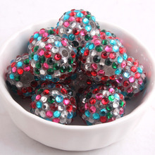 Kwoi vita 20mm 100pcs/lot red/green/rose/clear rainbow Chunky Resin Rhinestone Ball beads for Kids  Jewelry 2024 - buy cheap