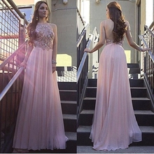 Blush Pink Beaded Crystal Prom Dresses Long 2022 vestidos de fiesta de noche Backless Imported Party Dress A Line Formal Gowns 2024 - buy cheap