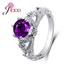 Anillos de plata de ley 925 con Circonia cúbica, accesorio de alta calidad, color blanco/morado, grandes promociones, regalo para enamorados 2024 - compra barato