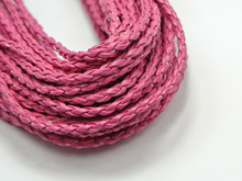 Cuerda trenzada de cuero, cordón de joyería de 3mm, color rosa, 32,8 pies 2024 - compra barato