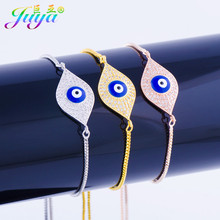 Juya-cadenas ajustables hechas a mano para mujer, PULSERAS CON ABALORIOS de ojo griego, de oro/oro rosa, suministros de pulsera de mal de ojo 2024 - compra barato