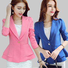 Blazer pequeño azul y rosa para mujer, traje de negocios a la moda para otoño, abrigo de Chaquetas de manga larga, trabajo de oficina, un botón 2024 - compra barato