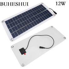 BUHESHUI 12W 12V 18V  Semi-flexible Polycrystalline Silicon Solar Panel cell DC Module For 12vol DIY Battery phone adapter kit 2024 - buy cheap