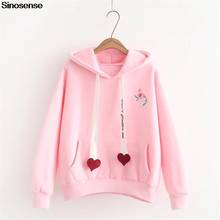 New Flamingo Hoodies Sweatshirts 2018 Autumn Winter Hoodie With A Hooded Women Hearts Embroidery Long Sleeve Pullover Tracksuit 2024 - buy cheap