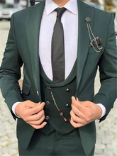 Последний дизайн пальто брюки зеленый костюм на заказ формальный деловой Блейзер джентльмен портной приталенный Свадебный костюм смокинг 3 шт. 2024 - купить недорого