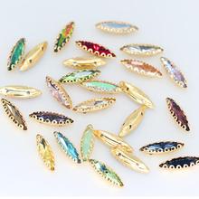 20pcs 4x15mm Marquise Glass Crystal Sew On Stone Gold Lace Claw Horse Eye Sewing Beads For Diy/Clothing accessories 2024 - buy cheap