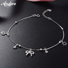 Summer Style 100% 925 Sterling Silver Star Anklet for Women Simple Bow Anklets Fine Jewelry 2024 - buy cheap