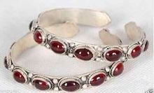 Pair Handmade Red Rare Stone Tibet Silver inlay Garnet Bracelet  ^^@^NEW style Fine jewe Noble Natural Natural FREE SHIPPING 2024 - buy cheap