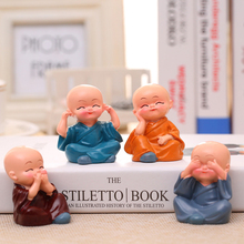 Unique 4pcs Resin Small Monks Kung Fu Boy Crafts Figurine Cute Doll Buddha Statue Miniature Figurines Car Ornaments Gifts 2024 - buy cheap